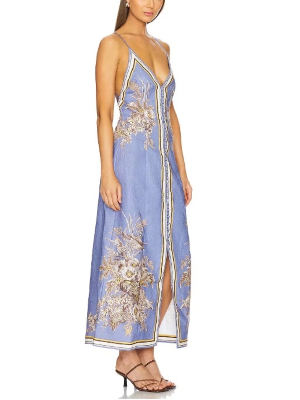COMMENSE Purple Floral Open Back Slip Dress NWT